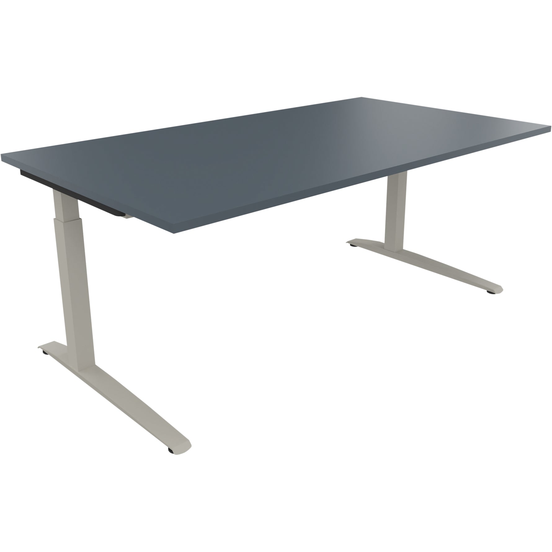 Neutralware Schreibtisch all in one 1.800 x 650-850 x 1.000 mm (B x H x T) Flachkufe Quadratrohr lavagrau – Produktbild
