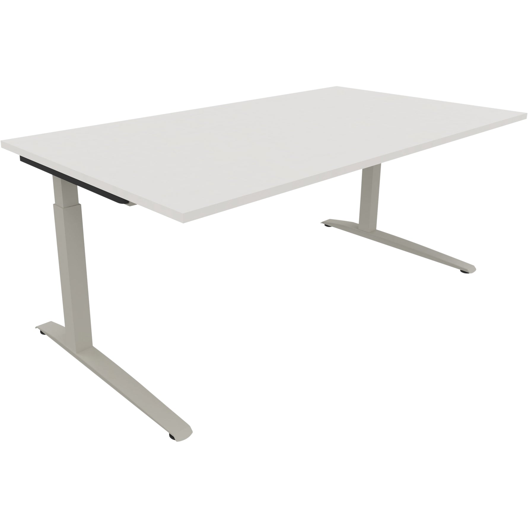 Neutralware Schreibtisch all in one 1.800 x 650-850 x 1.000 mm (B x H x T) Flachkufe Quadratrohr diamantweiß