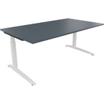 Neutralware Schreibtisch all in one 1.800 x 650-850 x 1.000 mm (B x H x T) Flachkufe Quadratrohr lavagrau – Produktbild