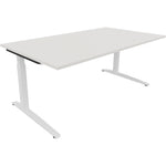 Neutralware Schreibtisch all in one 1.800 x 650-850 x 1.000 mm (B x H x T) Flachkufe Quadratrohr diamantweiß –