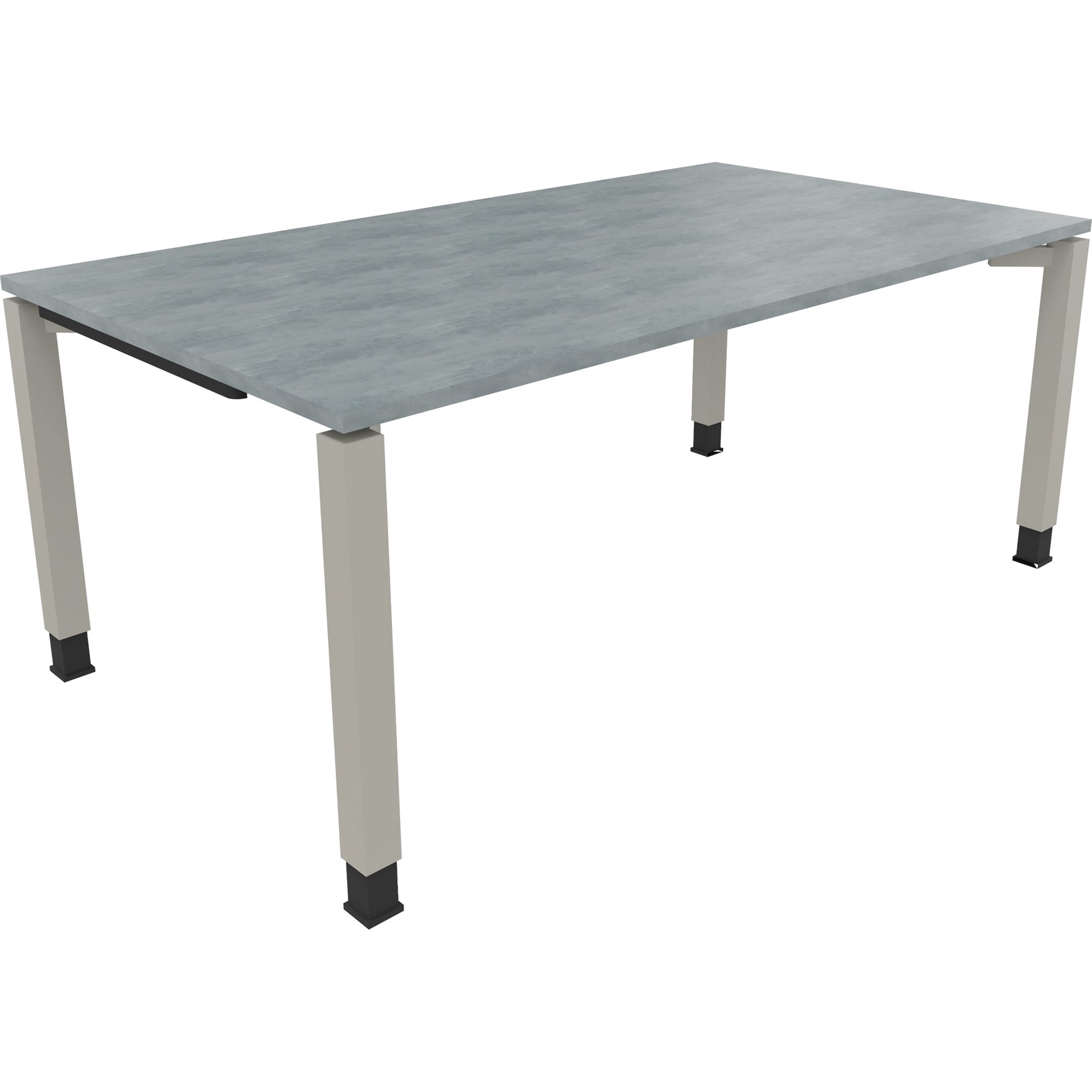 Neutralware Schreibtisch all in one 1.800 x 680-820 x 1.000 mm (B x H x T) Vierfuß Quadratrohr beton hell – Produktbild