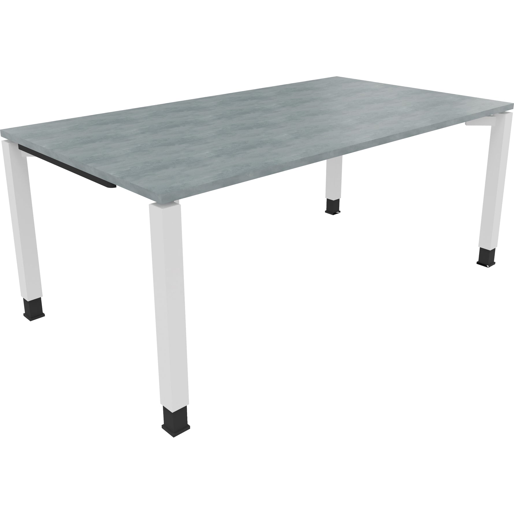 Neutralware Schreibtisch all in one 1.800 x 680-820 x 1.000 mm (B x H x T) Vierfuß Quadratrohr beton hell – Produktbild