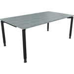 Neutralware Schreibtisch all in one 1.800 x 680-820 x 1.000 mm (B x H x T) Vierfuß Rundrohr beton hell