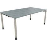 Neutralware Schreibtisch all in one 1.800 x 680-820 x 1.000 mm (B x H x T) Vierfuß Rundrohr beton hell – Produktbild 2