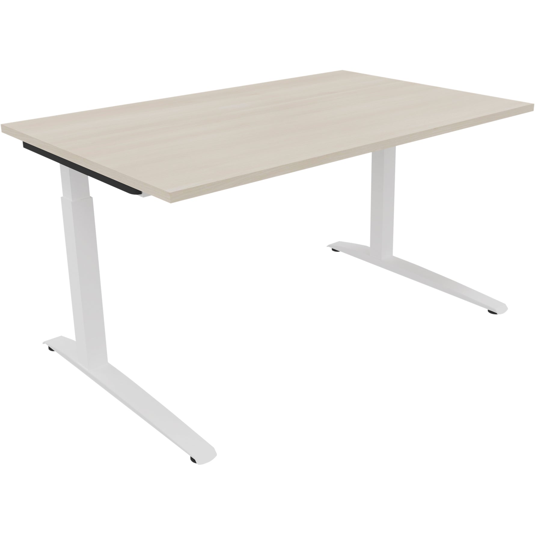 Neutralware Schreibtisch all in one 1.400 x 650-850 x 700 mm (B x H x T) Flachkufe Quadratrohr lichtgrau – Produktbild 3