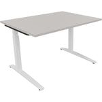 Neutralware Schreibtisch all in one 1.200 x 650-850 x 900 mm (B x H x T) Flachkufe Quadratrohr lichtgrau – Produktbild 3