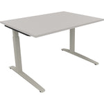 Neutralware Schreibtisch all in one 1.200 x 650-850 x 900 mm (B x H x T) Flachkufe Quadratrohr lichtgrau – Produktbild 2