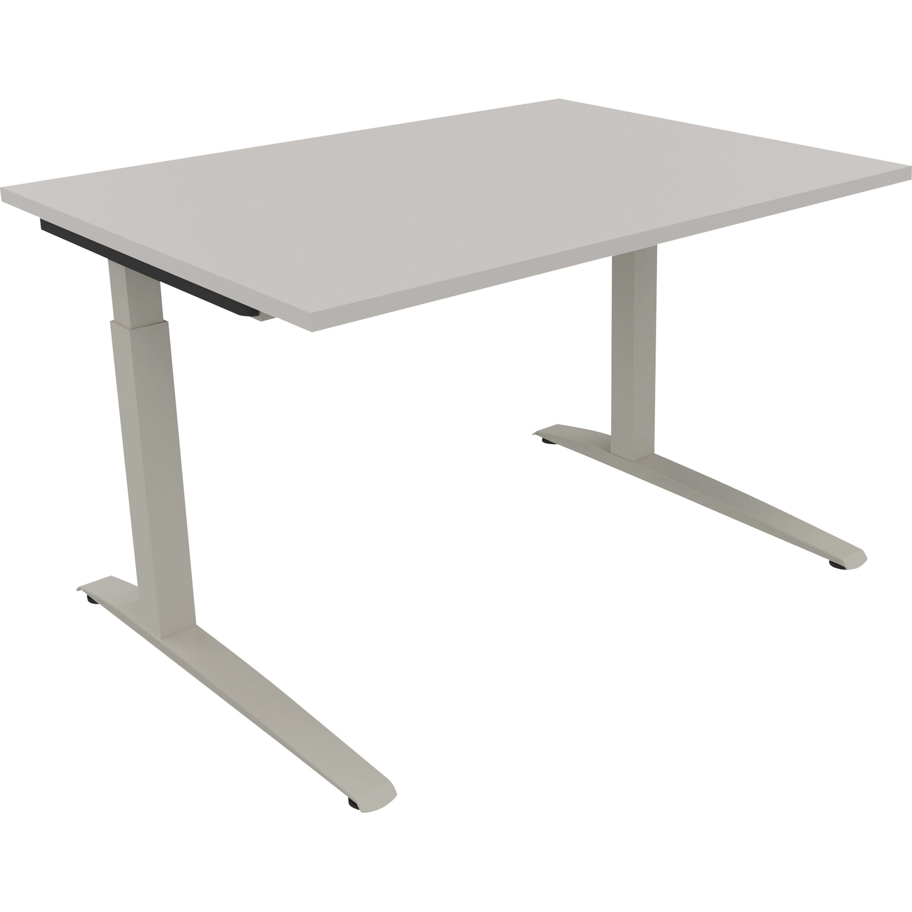 Neutralware Schreibtisch all in one 1.200 x 650-850 x 900 mm (B x H x T) Flachkufe Quadratrohr lichtgrau – Produktbild 2