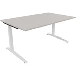 Neutralware Schreibtisch all in one 1.600 x 650-850 x 1.000 mm (B x H x T) Flachkufe Quadratrohr lichtgrau – Produktbild