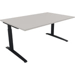 Neutralware Schreibtisch all in one 1.600 x 650-850 x 1.000 mm (B x H x T) Flachkufe Quadratrohr lichtgrau