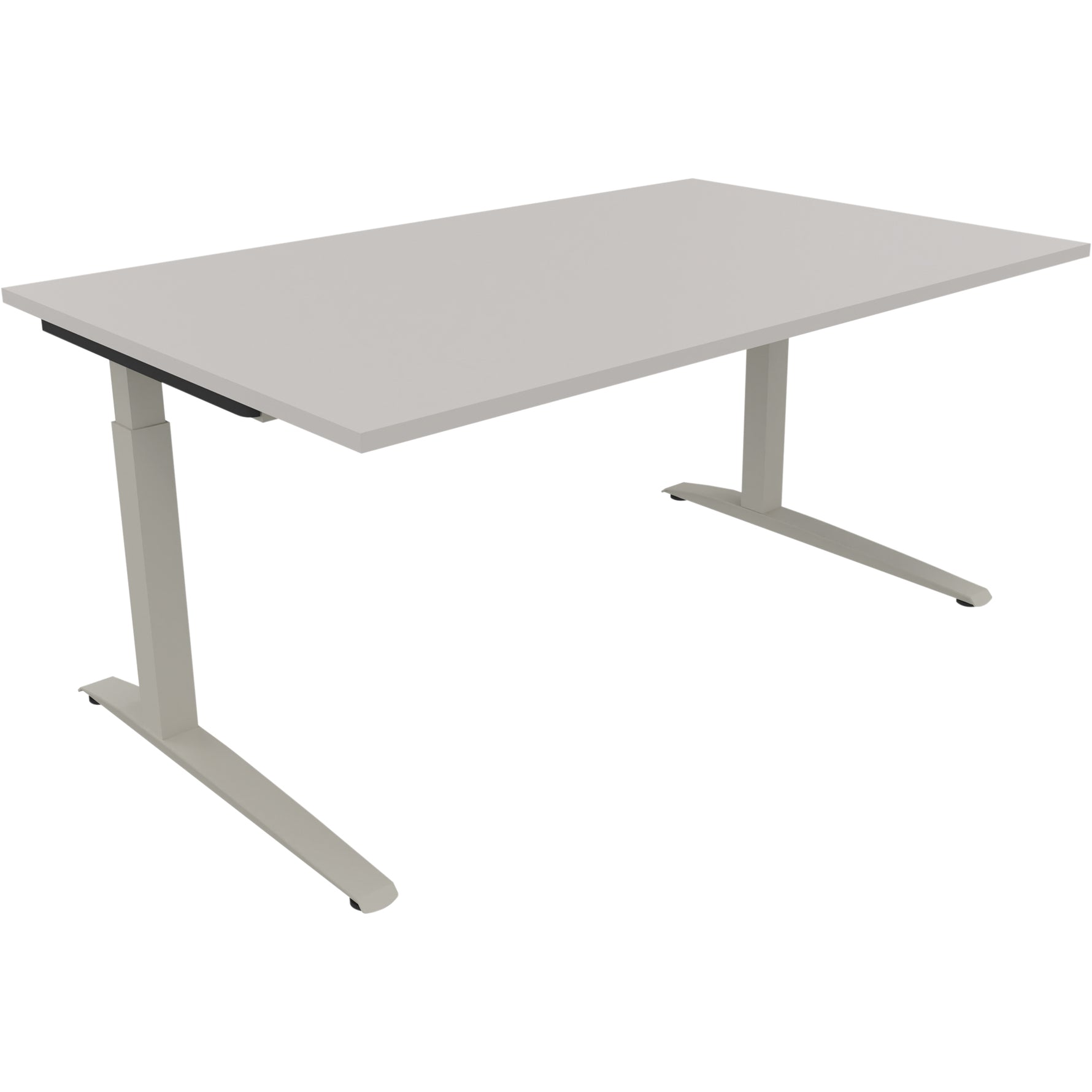 Neutralware Schreibtisch all in one 1.600 x 650-850 x 1.000 mm (B x H x T) Flachkufe Quadratrohr lichtgrau – Produktbild