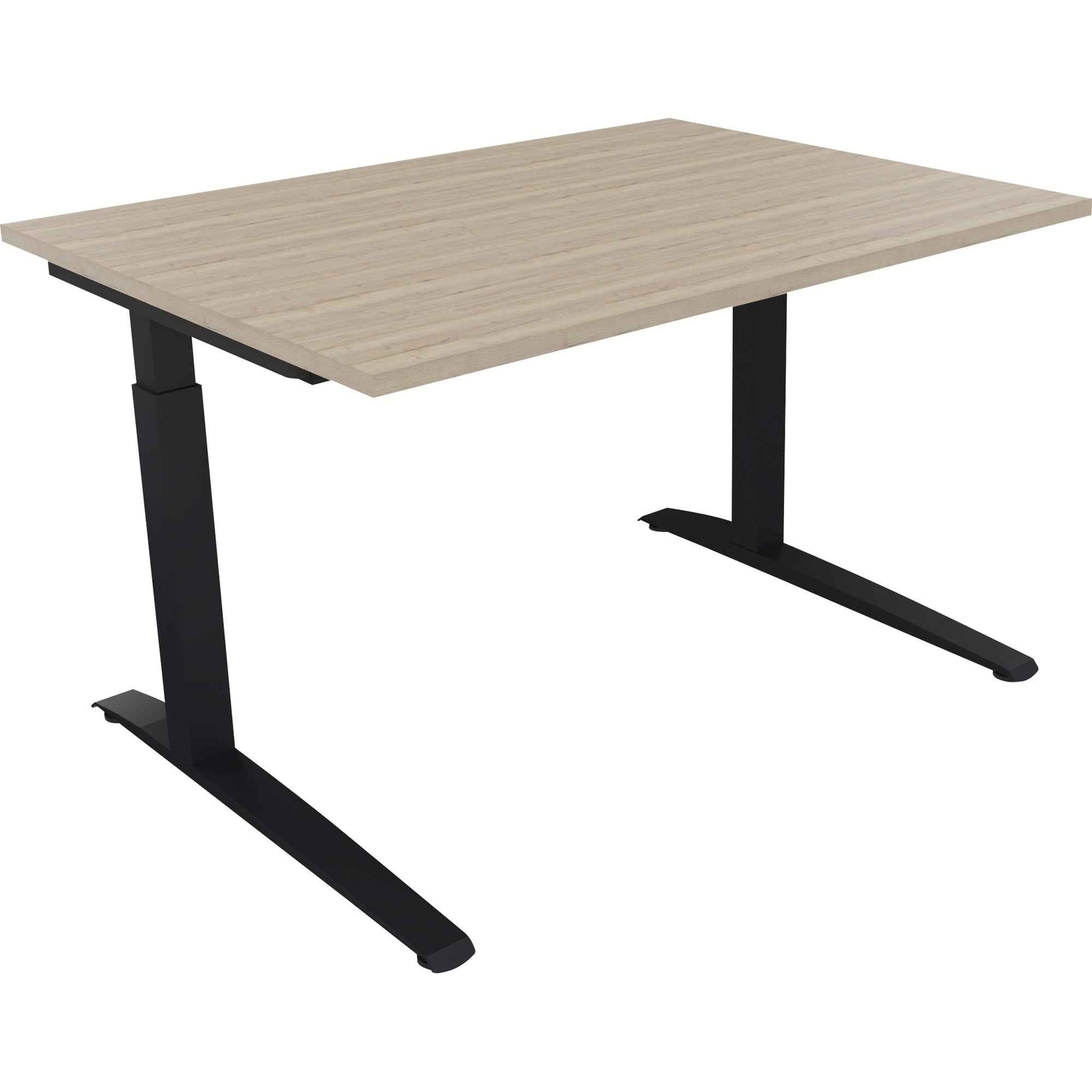 Schreibtisch all in one 1.200 x 650-850 x 900 mm (B x H x T) Flachkufe Quadratrohr eiche natur