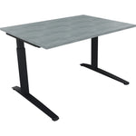 Neutralware Schreibtisch all in one 1.200 x 650-850 x 900 mm (B x H x T) Flachkufe Quadratrohr beton hell