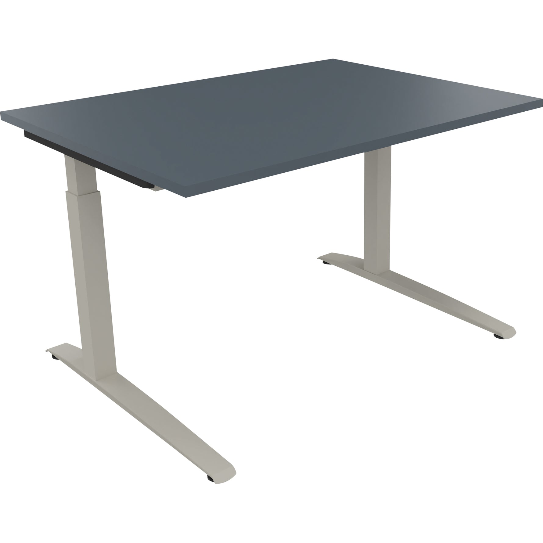 Neutralware Schreibtisch all in one 1.200 x 650-850 x 900 mm (B x H x T) Flachkufe Quadratrohr lavagrau – Produktbild 2