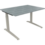 Neutralware Schreibtisch all in one 1.200 x 650-850 x 900 mm (B x H x T) Flachkufe Quadratrohr beton hell – Produktbild
