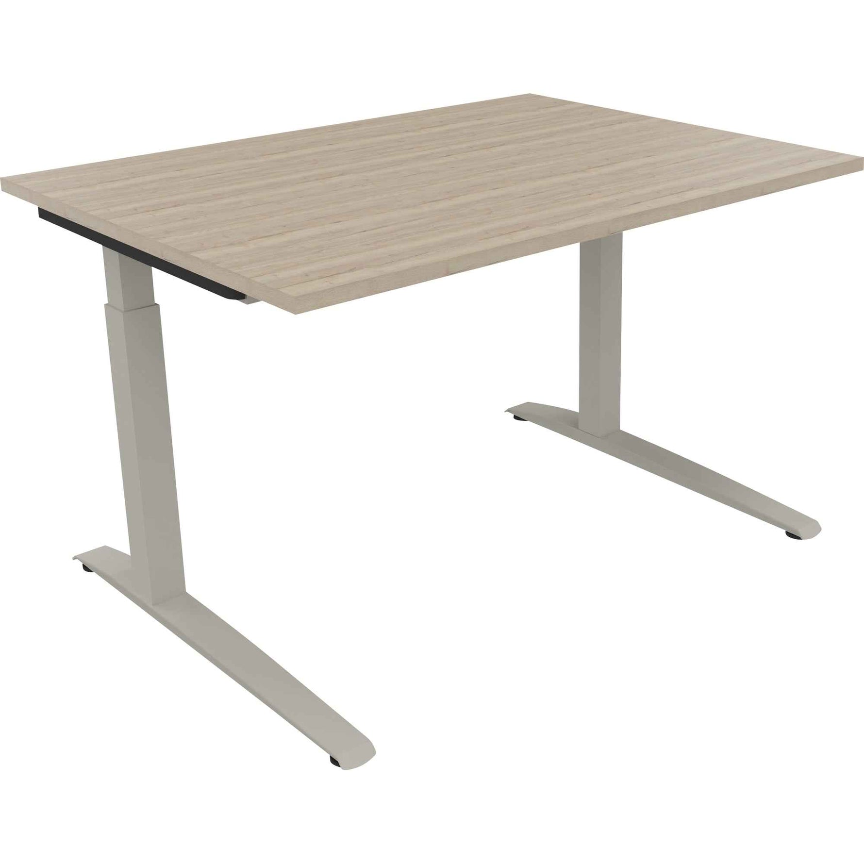 Schreibtisch all in one 1.200 x 650-850 x 900 mm (B x H x T) Flachkufe Quadratrohr eiche natur