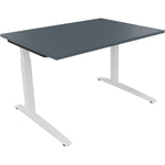 Neutralware Schreibtisch all in one 1.200 x 650-850 x 900 mm (B x H x T) Flachkufe Quadratrohr lavagrau – Produktbild 3