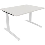 Neutralware Schreibtisch all in one 1.600 x 650-850 x 700 mm (B x H x T) Flachkufe Quadratrohr diamant weiß –