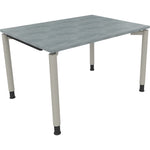 Neutralware Schreibtisch all in one 1.200 x 680-820 x 900 mm (B x H x T) Vierfuß Rundrohr beton hell – Produktbild 2