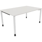 Neutralware Schreibtisch all in one 1.600 x 680-820 x 1.000 mm (B x H x T) Vierfuß Rundrohr diamantweiß – Produktbild 2