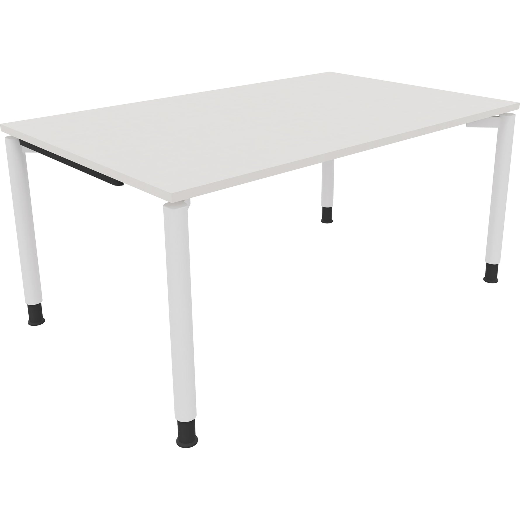 Neutralware Schreibtisch all in one 1.600 x 680-820 x 1.000 mm (B x H x T) Vierfuß Rundrohr diamantweiß – Produktbild 2