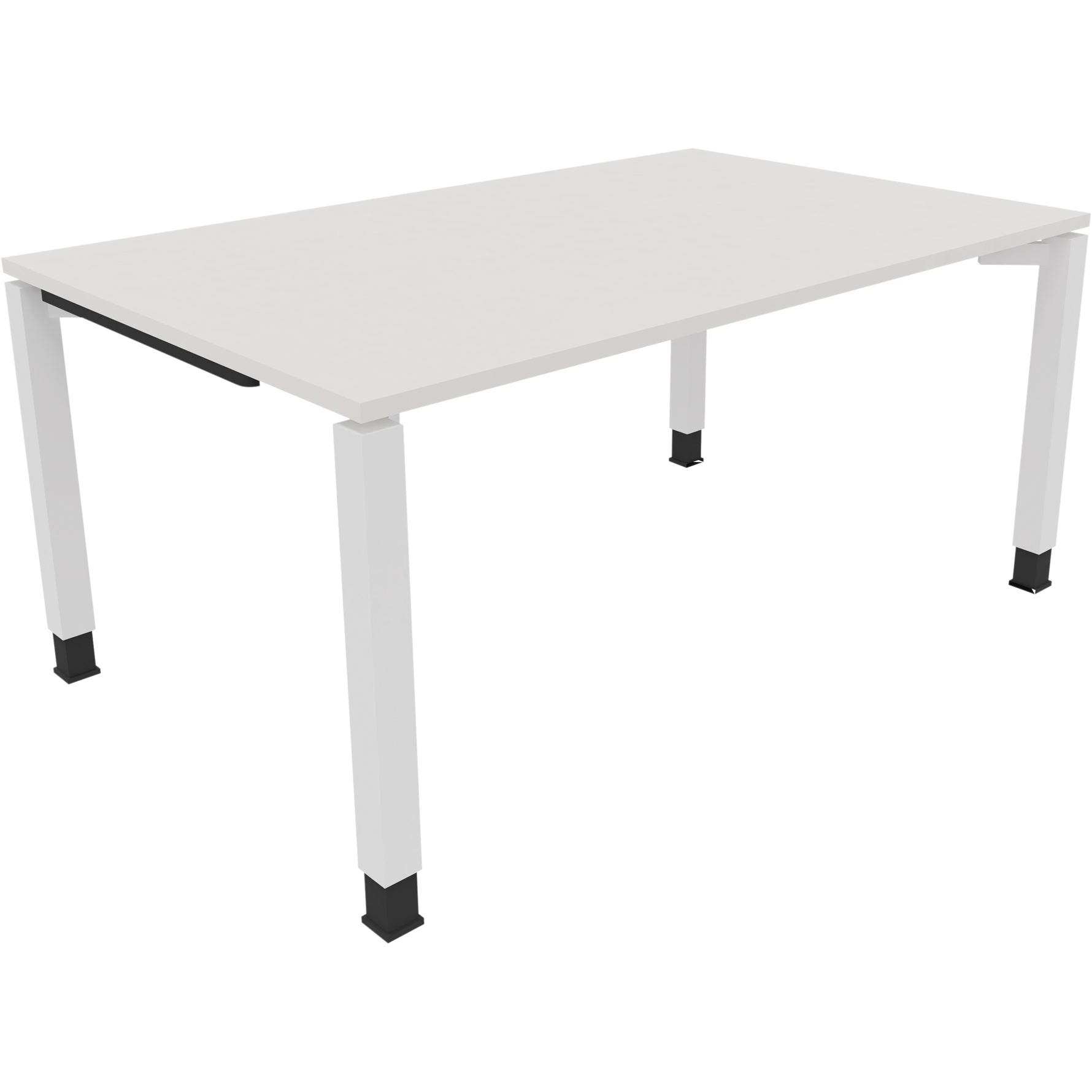 Neutralware Schreibtisch all in one 1.600 x 680-820 x 1.000 mm (B x H x T) Vierfuß Quadratrohr diamantweiß – Produktbild