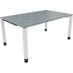 Neutralware Schreibtisch all in one 1.600 x 680-820 x 1.000 mm (B x H x T) Vierfuß Quadratrohr beton hell – Produktbild