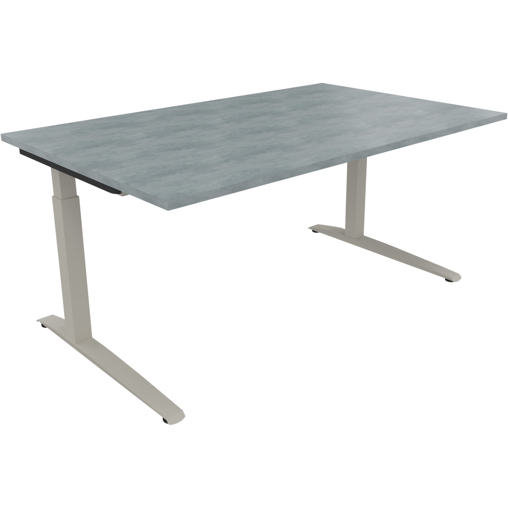 Neutralware Schreibtisch all in one 1.600 x 650-850 x 1.000 mm (B x H x T) Flachkufe Quadratrohr beton hell –