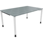 Neutralware Schreibtisch all in one 1.600 x 680-820 x 1.000 mm (B x H x T) Vierfuß Rundrohr beton hell – Produktbild 3