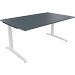 Neutralware Schreibtisch all in one 1.600 x 650-850 x 1.000 mm (B x H x T) Flachkufe Quadratrohr lavagrau