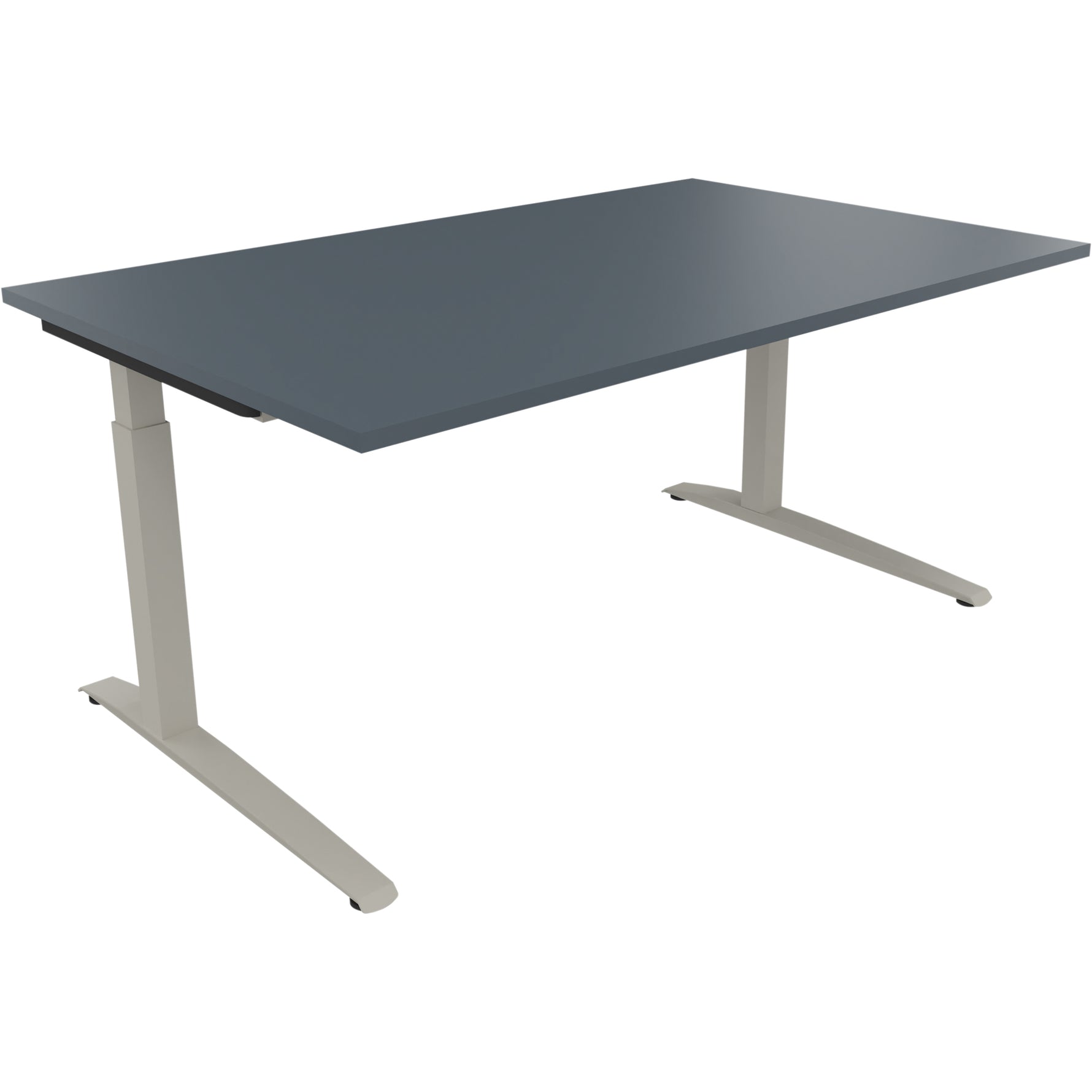 Neutralware Schreibtisch all in one 1.600 x 650-850 x 1.000 mm (B x H x T) Flachkufe Quadratrohr lavagrau – Produktbild