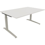 Neutralware Schreibtisch all in one 1.600 x 650-850 x 1.000 mm (B x H x T) Flachkufe Quadratrohr diamantweiß –