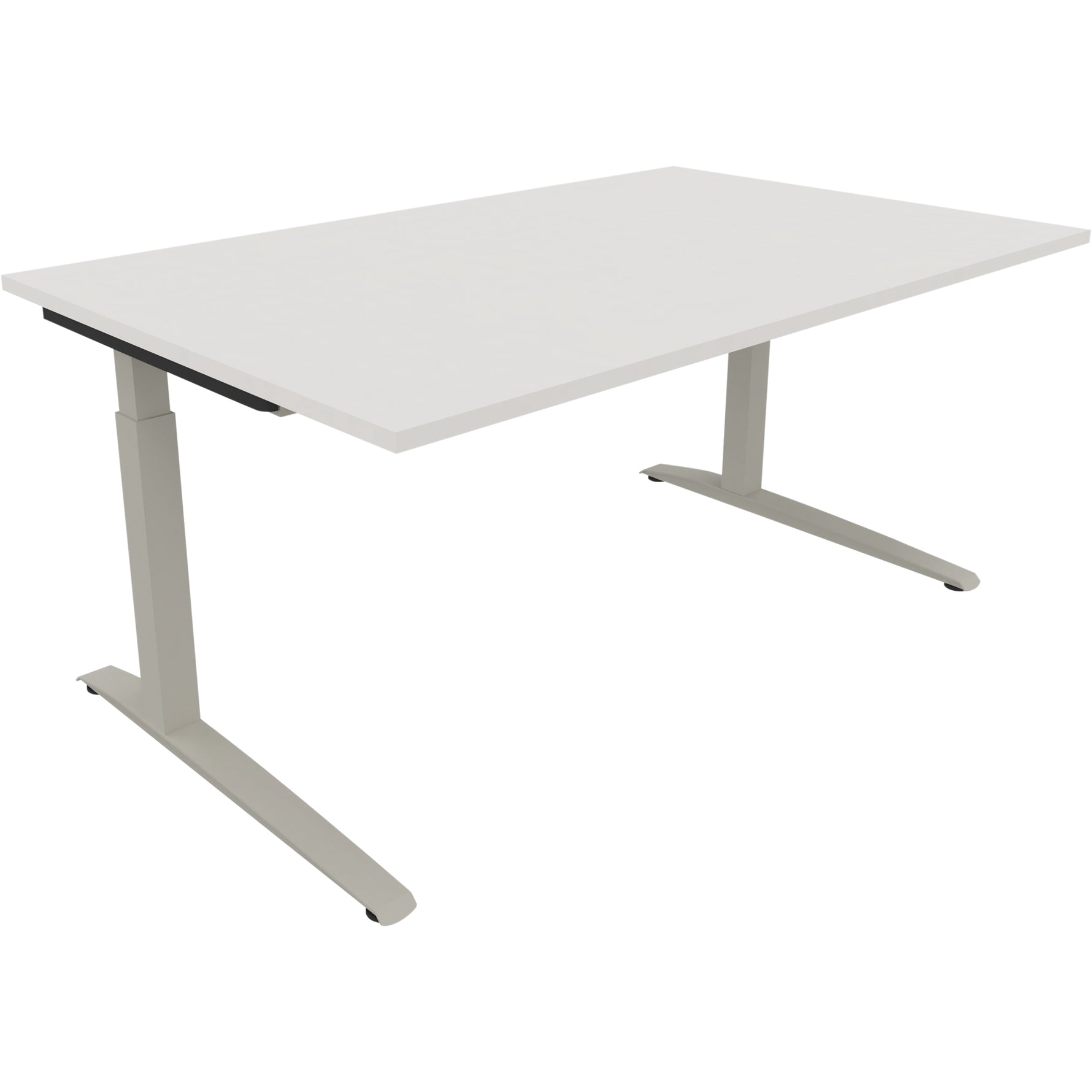Neutralware Schreibtisch all in one 1.600 x 650-850 x 1.000 mm (B x H x T) Flachkufe Quadratrohr diamantweiß –