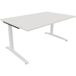 Neutralware Schreibtisch all in one 1.600 x 650-850 x 1.000 mm (B x H x T) Flachkufe Quadratrohr diamantweiß –