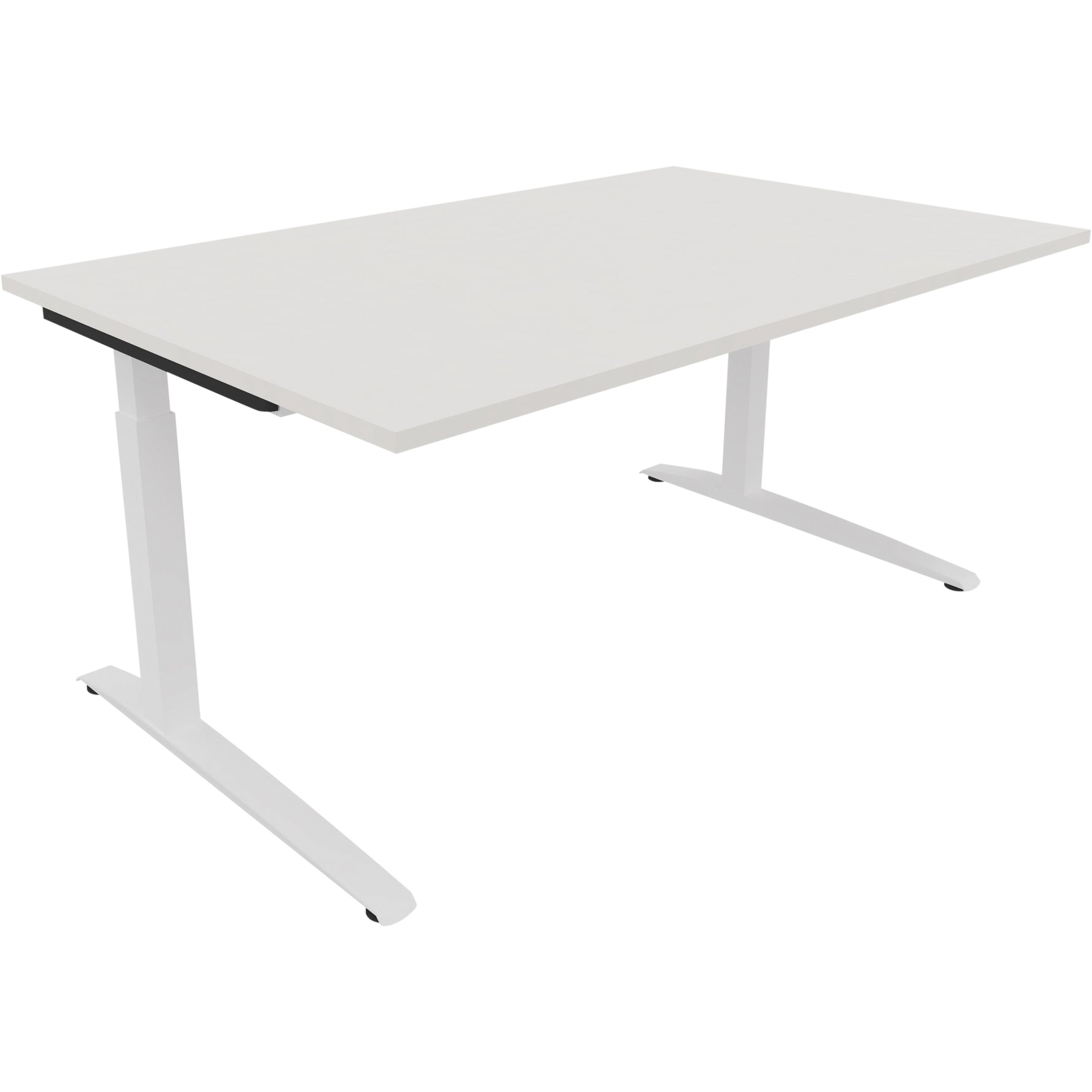 Neutralware Schreibtisch all in one 1.600 x 650-850 x 1.000 mm (B x H x T) Flachkufe Quadratrohr diamantweiß –