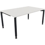 Neutralware Schreibtisch all in one 1.600 x 680-820 x 1.000 mm (B x H x T) Vierfuß Rundrohr diamantweiß