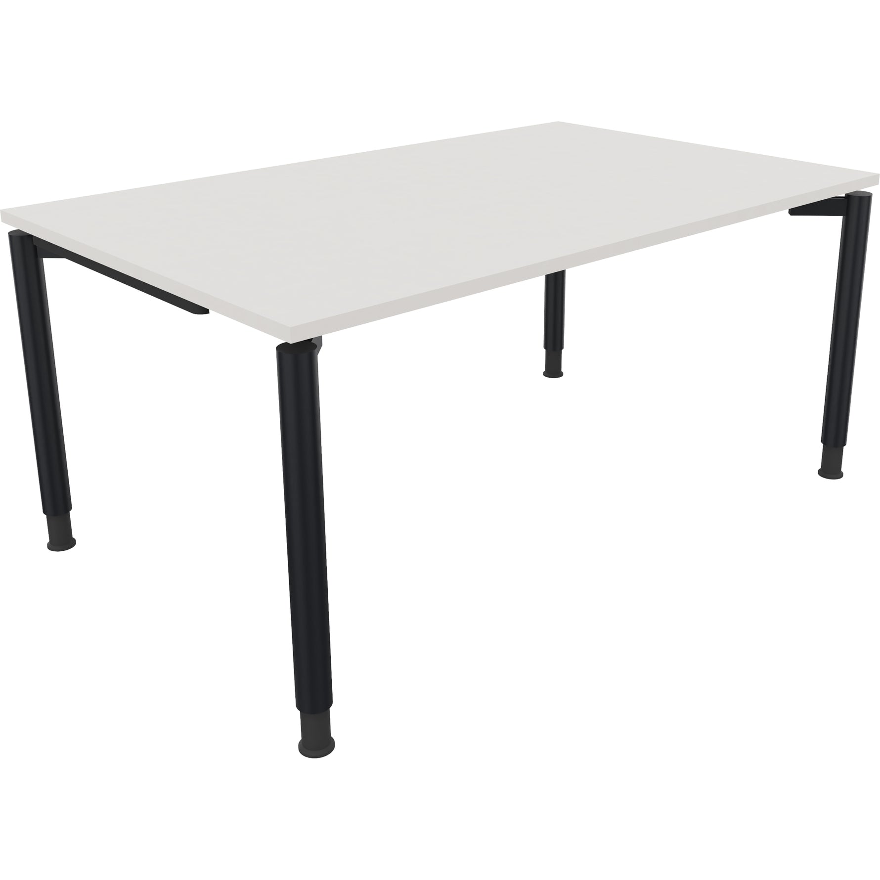 Neutralware Schreibtisch all in one 1.600 x 680-820 x 1.000 mm (B x H x T) Vierfuß Rundrohr diamantweiß