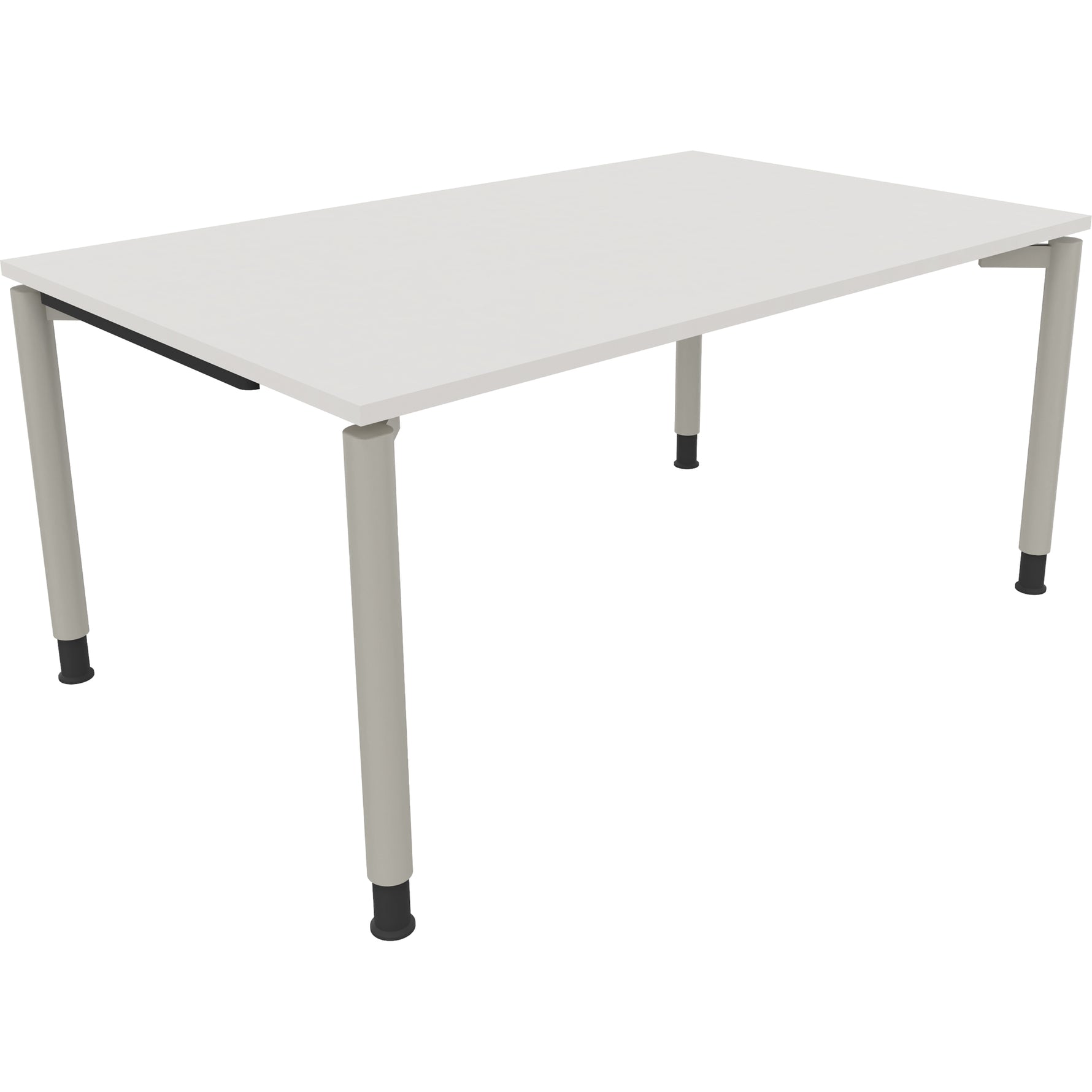 Neutralware Schreibtisch all in one 1.600 x 680-820 x 1.000 mm (B x H x T) Vierfuß Rundrohr diamantweiß – Produktbild 3