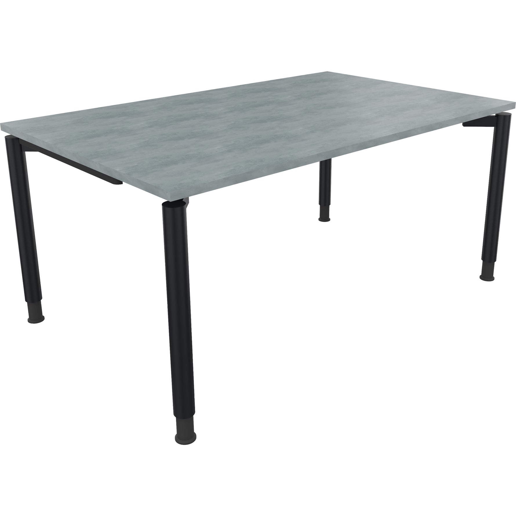 Neutralware Schreibtisch all in one 1.600 x 680-820 x 1.000 mm (B x H x T) Vierfuß Rundrohr beton hell – Produktbild 2