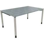 Neutralware Schreibtisch all in one 1.600 x 680-820 x 1.000 mm (B x H x T) Vierfuß Rundrohr beton hell