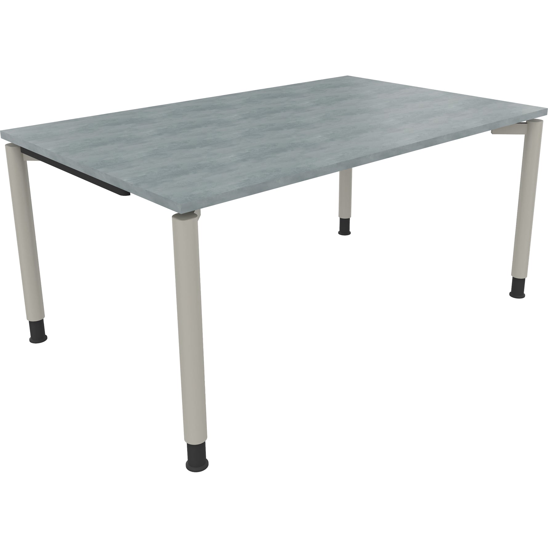 Neutralware Schreibtisch all in one 1.600 x 680-820 x 1.000 mm (B x H x T) Vierfuß Rundrohr beton hell