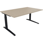 Neutralware Schreibtisch all in one 1.600 x 650-850 x 1.000 mm (B x H x T) Flachkufe Quadratrohr eiche natur