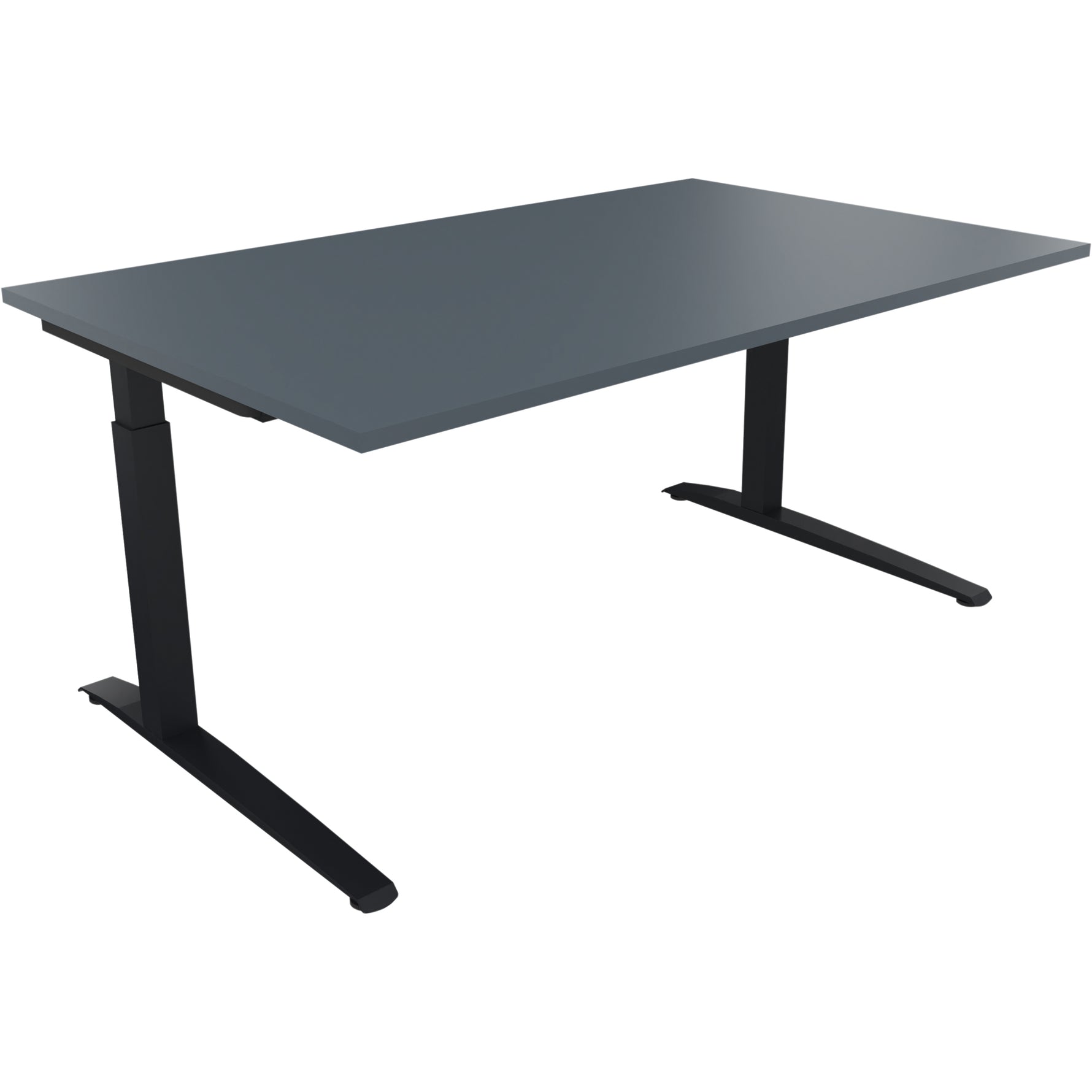 Neutralware Schreibtisch all in one 1.600 x 650-850 x 1.000 mm (B x H x T) Flachkufe Quadratrohr lavagrau – Produktbild