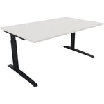 Neutralware Schreibtisch all in one 1.600 x 650-850 x 1.000 mm (B x H x T) Flachkufe Quadratrohr diamantweiß