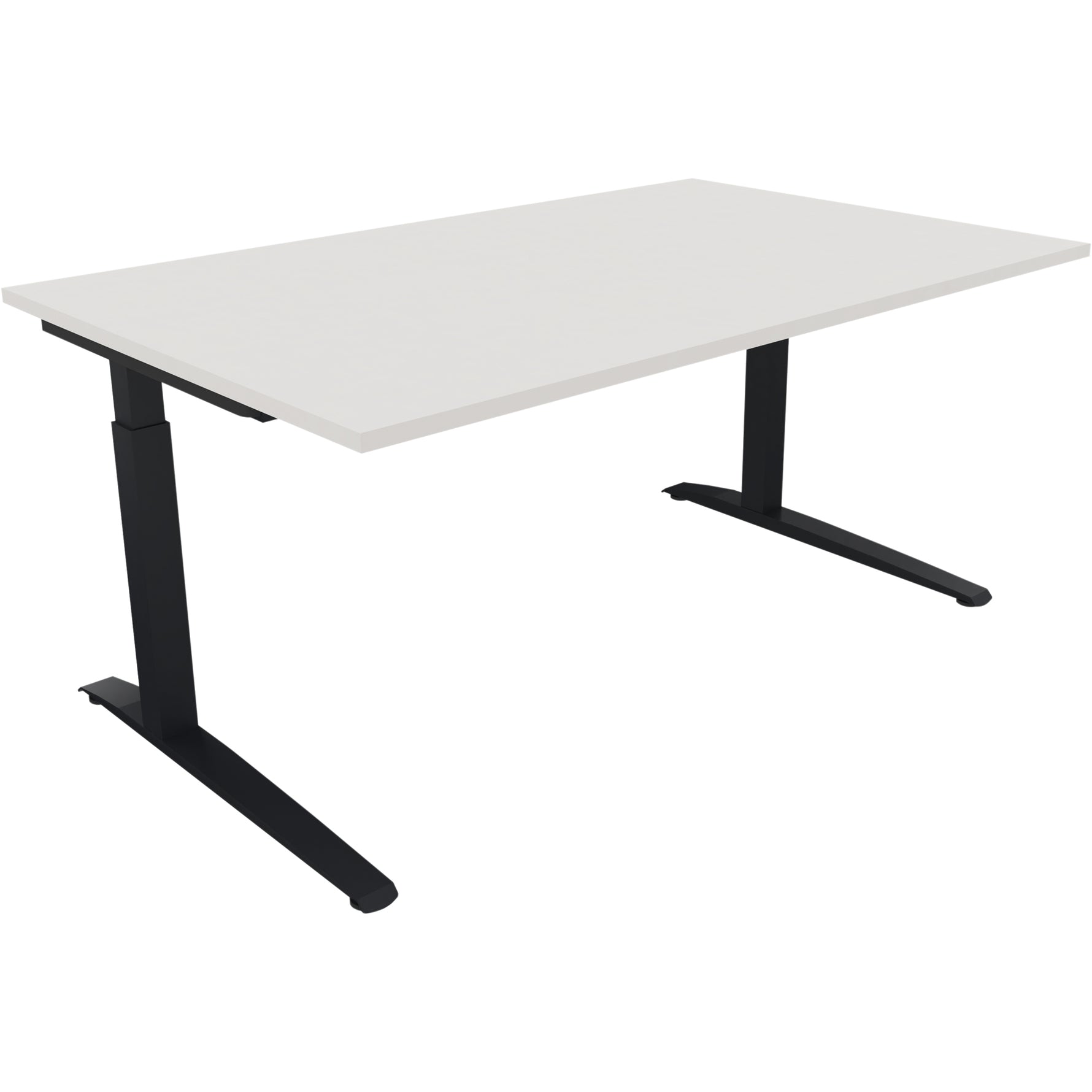 Neutralware Schreibtisch all in one 1.600 x 650-850 x 1.000 mm (B x H x T) Flachkufe Quadratrohr diamantweiß
