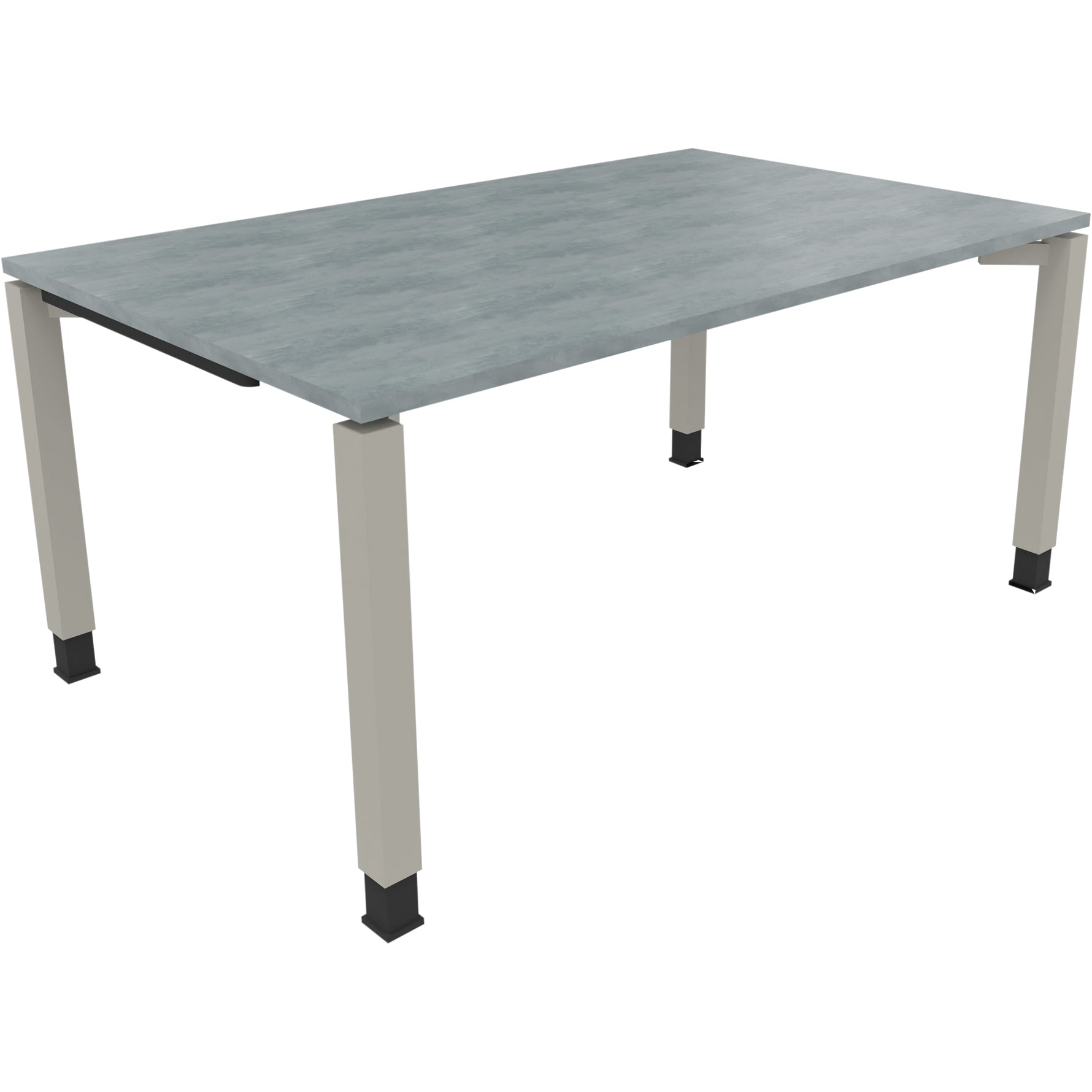 Neutralware Schreibtisch all in one 1.600 x 680-820 x 1.000 mm (B x H x T) Vierfuß Quadratrohr beton hell – Produktbild