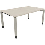 Neutralware Schreibtisch all in one 1.600 x 680-820 x 1.000 mm (B x H x T) Vierfuß Quadratrohr akazie hell – Produktbild