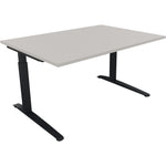 Neutralware Schreibtisch all in one 1.400 x 650-850 x 1.000 mm (B x H x T) Flachkufe Quadratrohr lichtgrau
