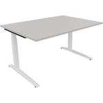 Neutralware Schreibtisch all in one 1.400 x 650-850 x 1.000 mm (B x H x T) Flachkufe Quadratrohr lichtgrau – Produktbild