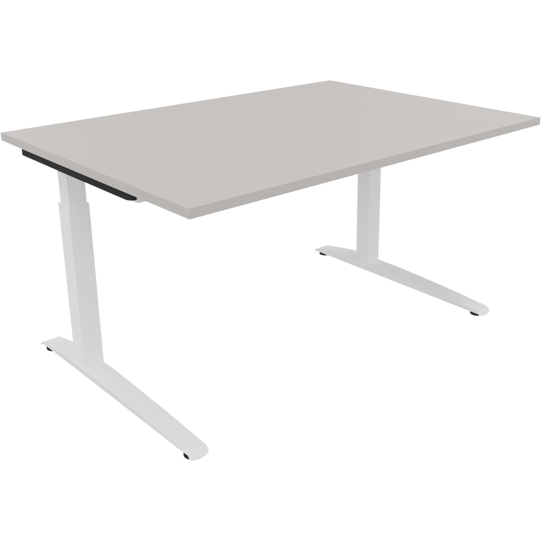 Neutralware Schreibtisch all in one 1.400 x 650-850 x 1.000 mm (B x H x T) Flachkufe Quadratrohr lichtgrau – Produktbild